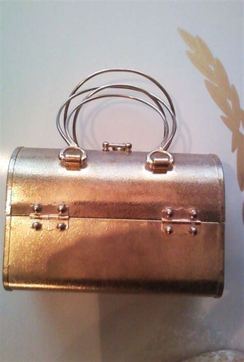 lady london metal box purse|Vintage Copper Tone Lady London Metal Box Purse from Japan.